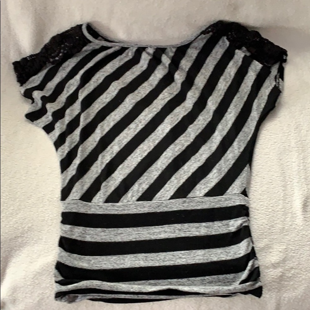 Black and Grey Striped Blouse